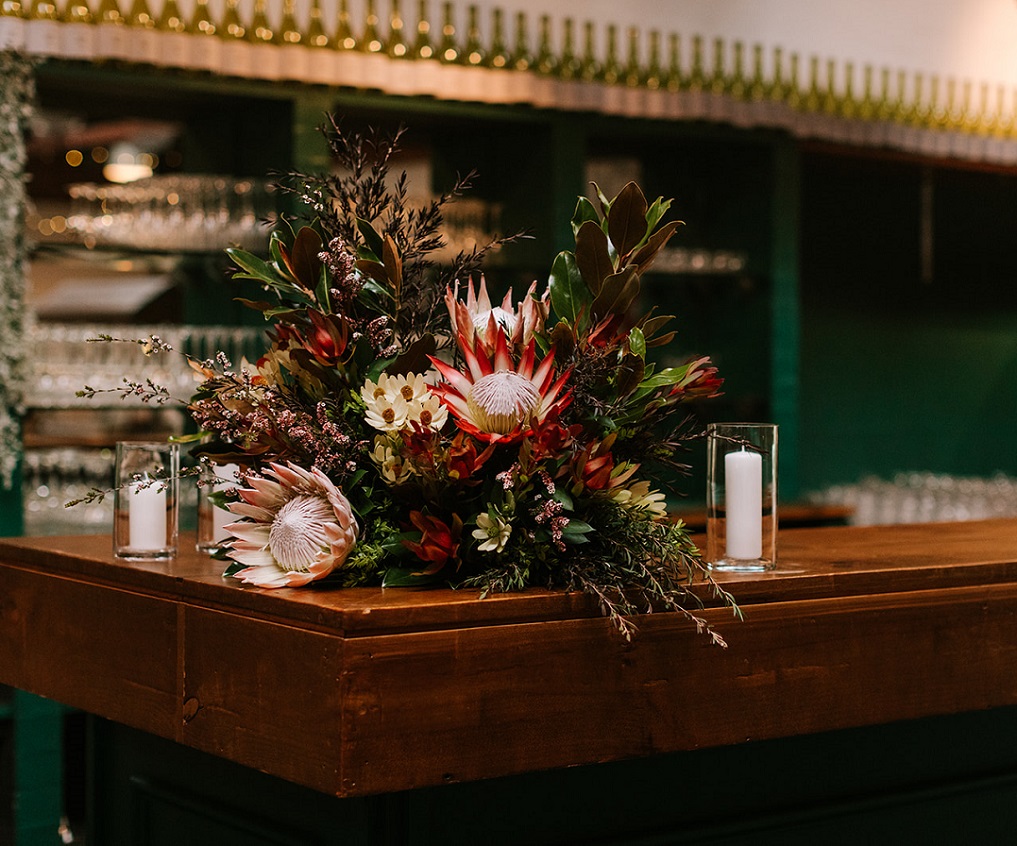 Bar flowers and styling dalwood estate