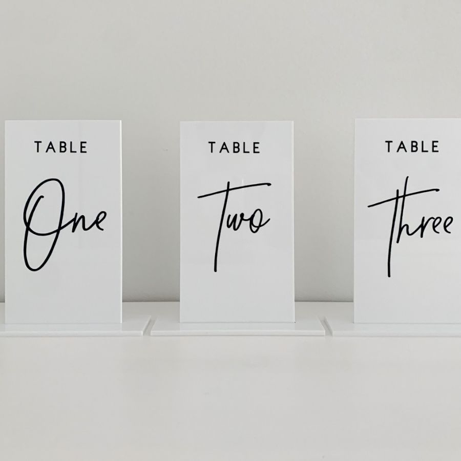 White and black table numbers