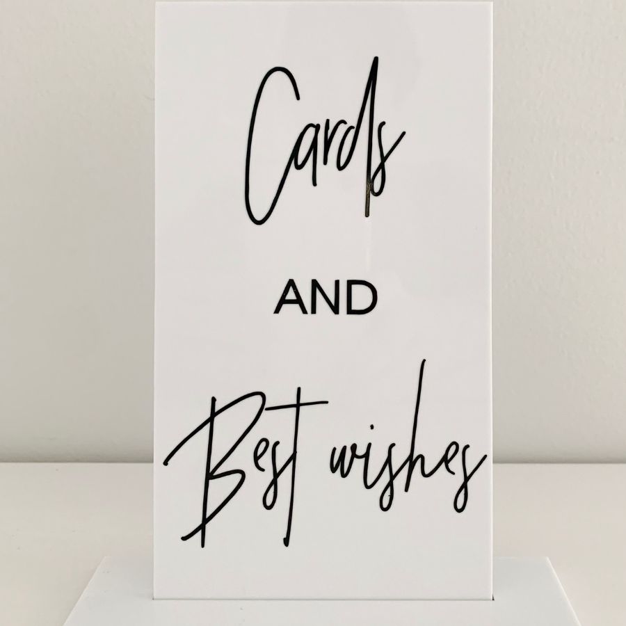 White and black gift table sign