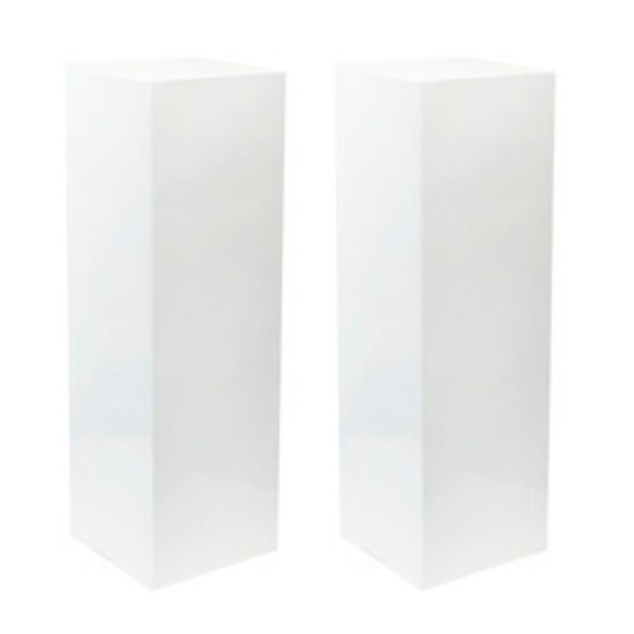 white square tall plinths