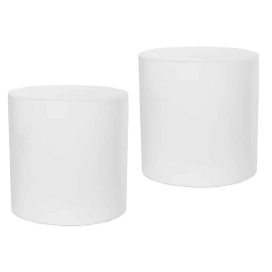 Wedding decor hire white side tables